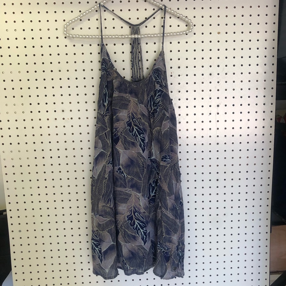 Roxy blue palm fronds strappy beach dress